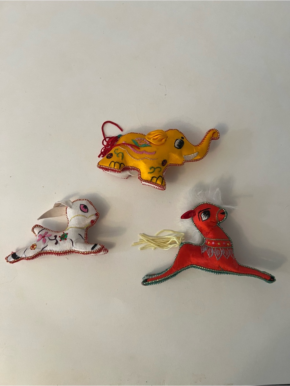 Vintage Handmade Indian Embroidered Stuffed Animal Ornaments. Set of 10. - Picture 4 of 10